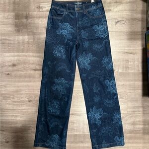 Chico's Dark Blue Floral Jeans